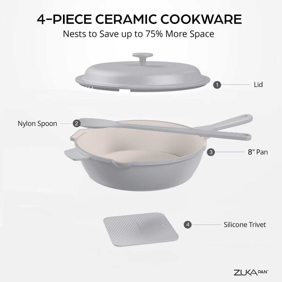 Frying Pan – Zuka Everyday Pan 8" Nonstick Multi – Grey