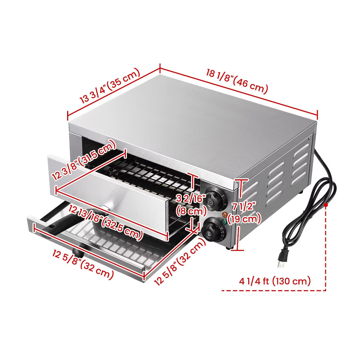Pizza Oven – Pizza Oven Electric Pizza Maker 1300W for 12" Pizza Commercial – Silver