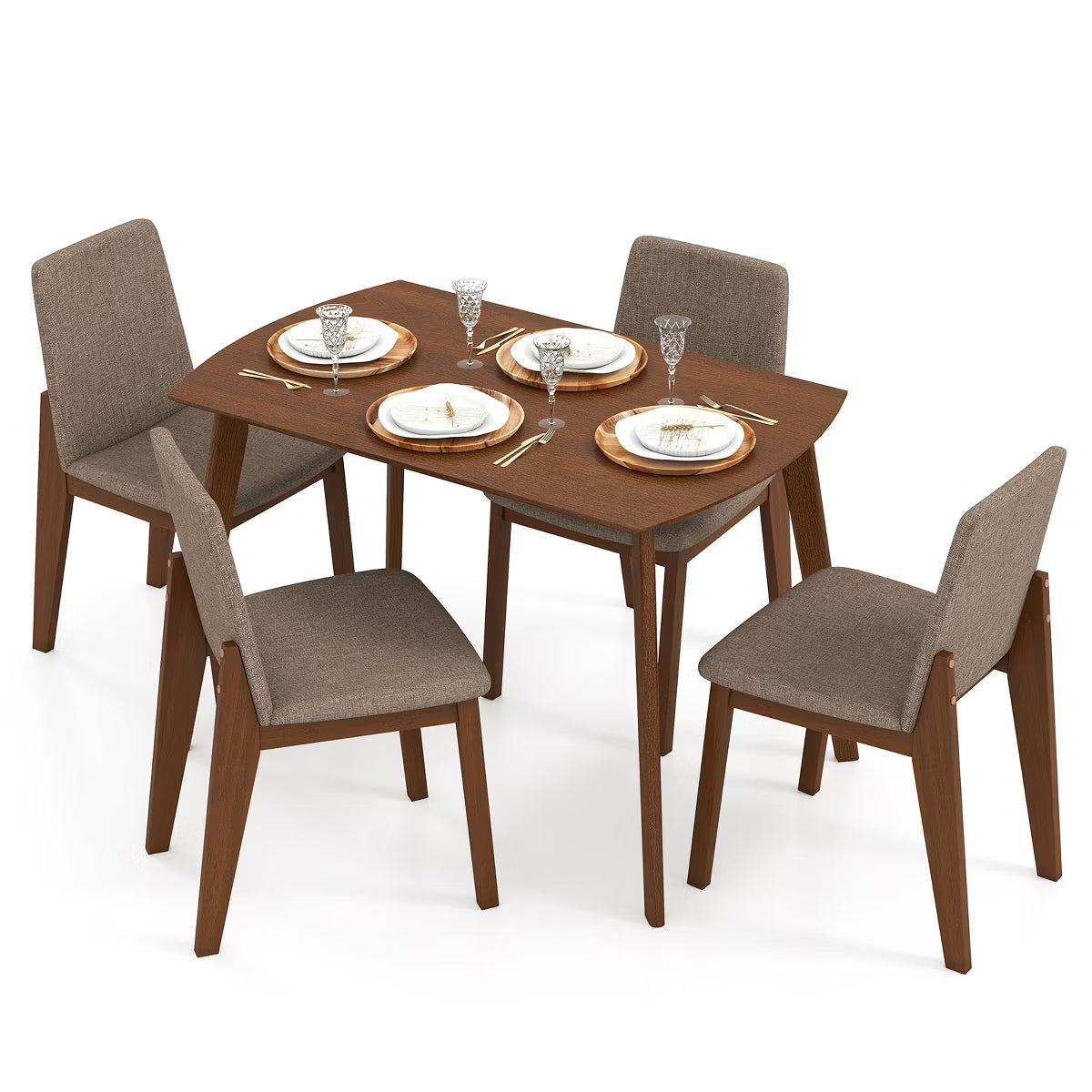 Dining Set – Culinvaro 5-Piece Dining Table Set for 4,Rectangular Kitchen Table withLinen Fabric Chairs