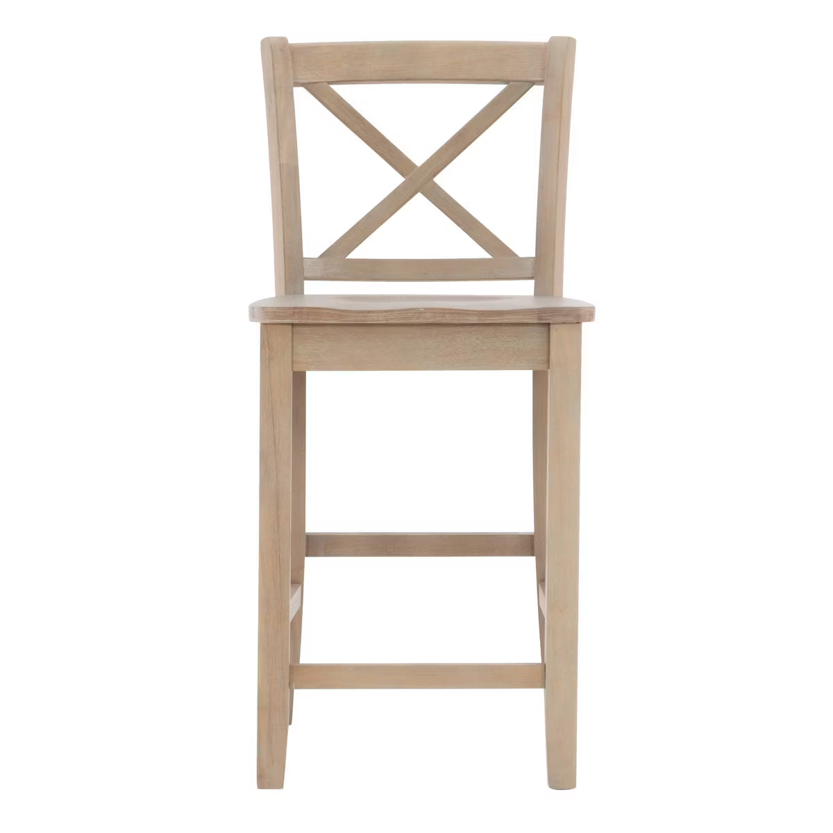 24" Torino Solid Wood Traditional X-Back Counter Height Barstools Gray Wash
