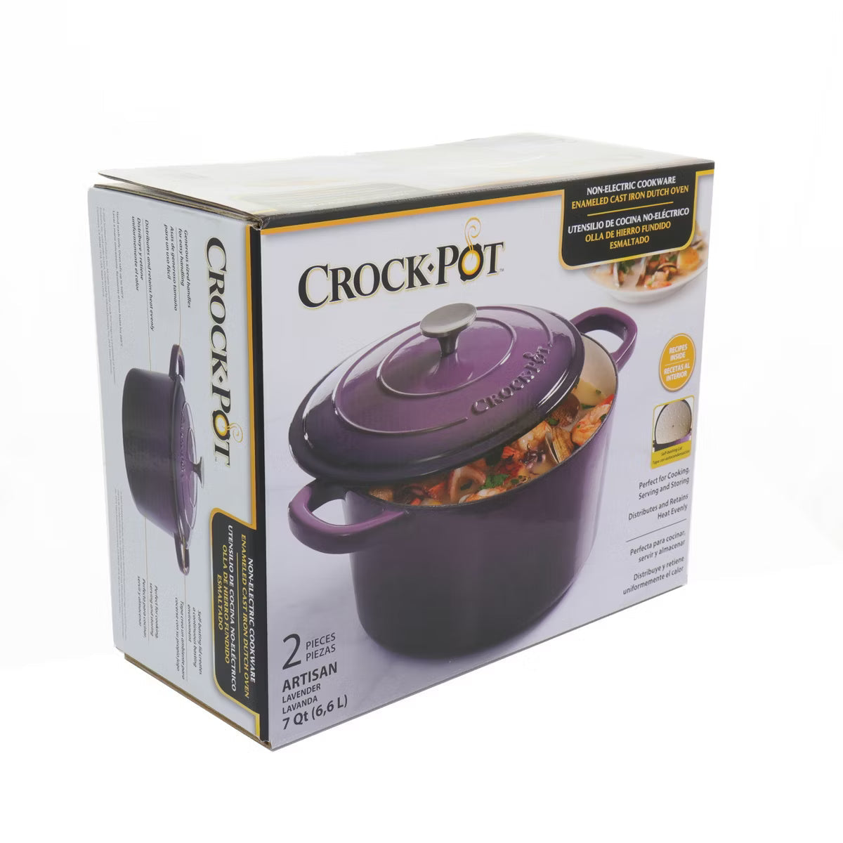 Dutch Oven – 2 Piece 7 Quart Enameled Cast Iron Dutch Oven with Lid – Purple