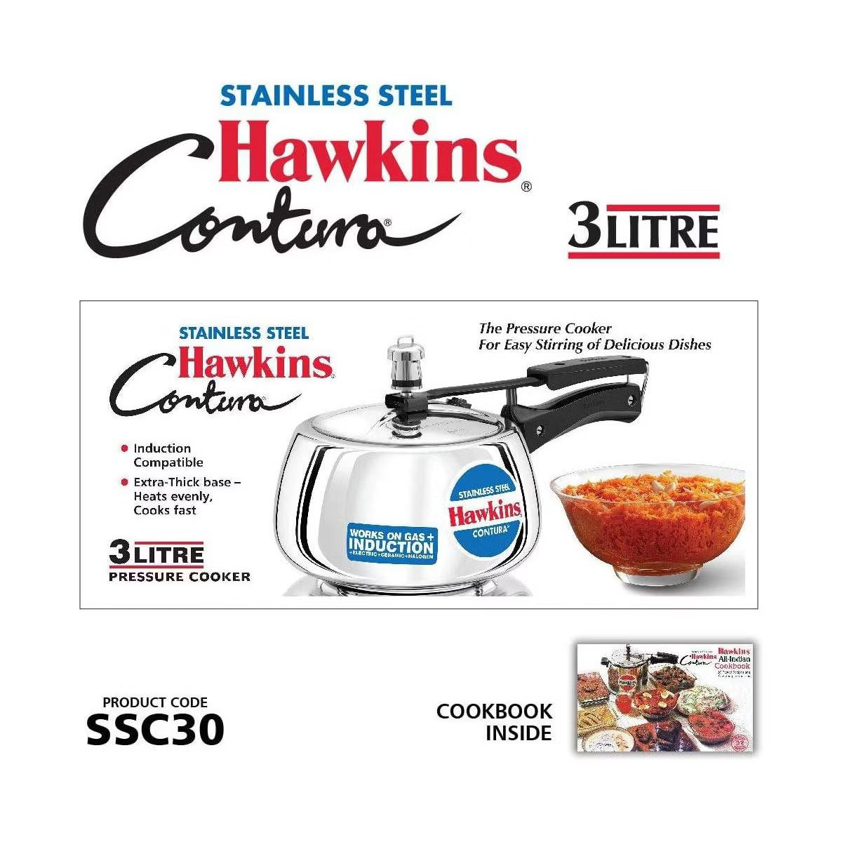 Pressure Cooker – 3L Contura Induction Compatible Pressure Cooker – Stainless Steel