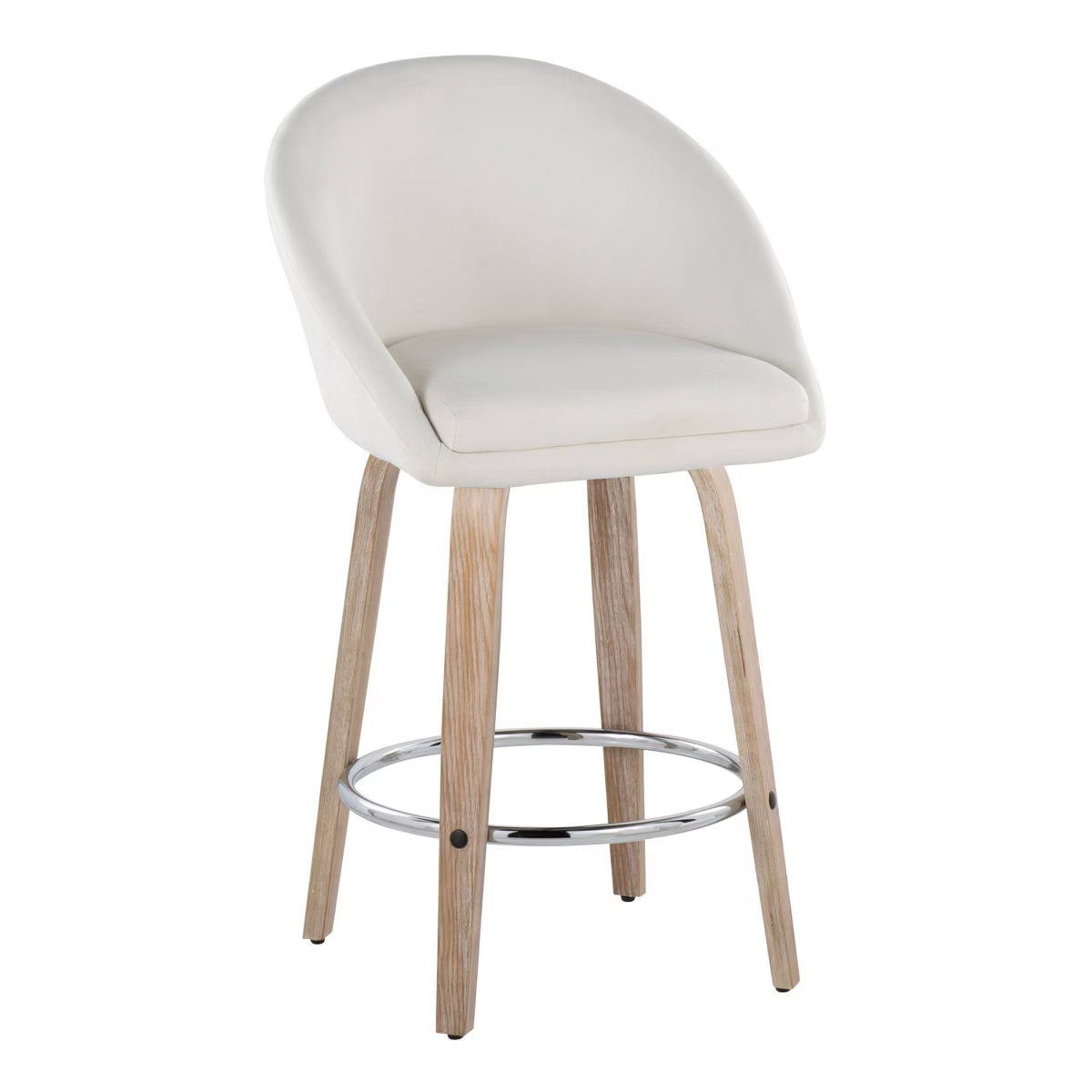 Lumisource Set of 2 Matisse 26" Fixed Height Counter Stools In Whitewashed Wood/Cream Fabric