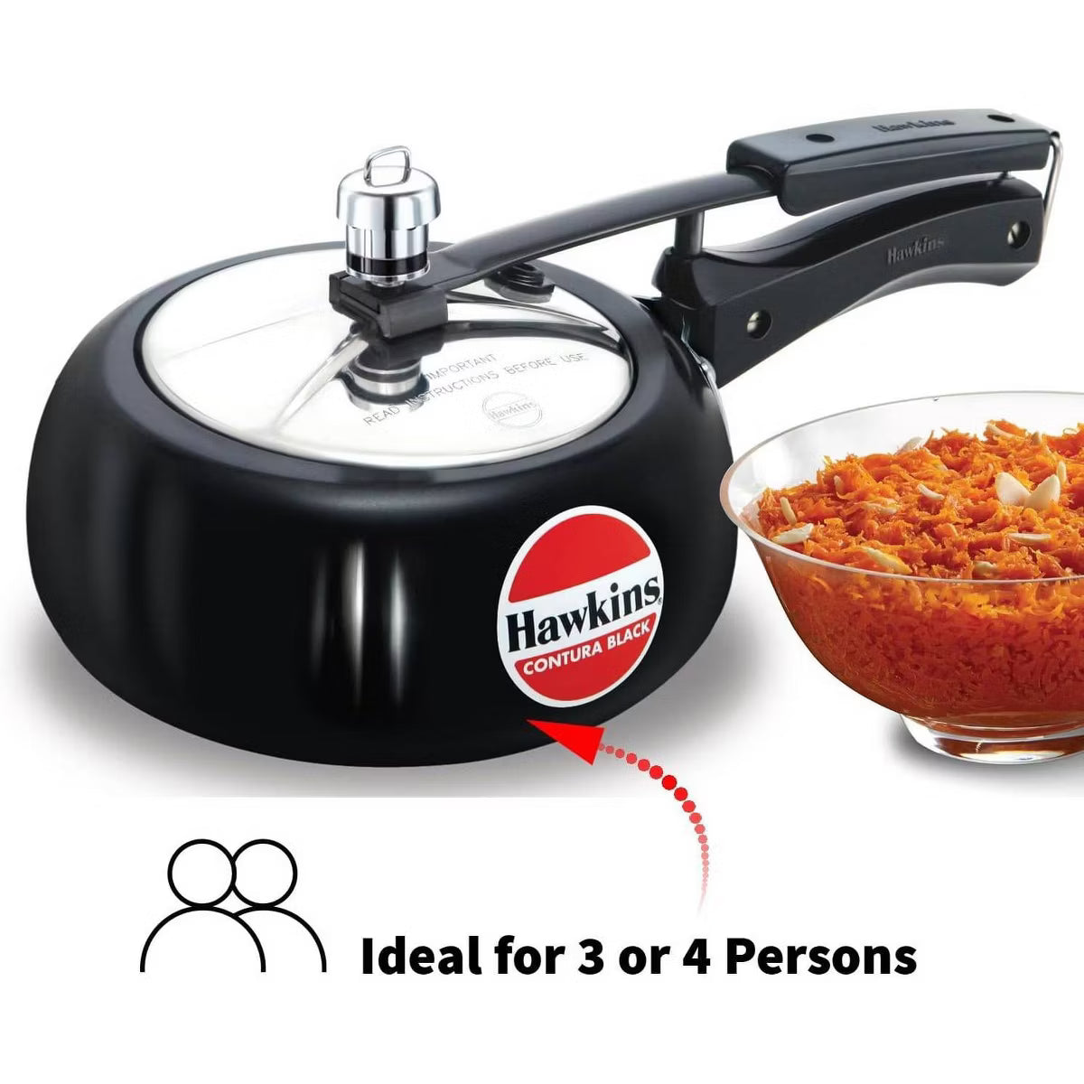 Pressure Cooker – 2L Hard Anodized Pressure Cooker: Aluminum – Black