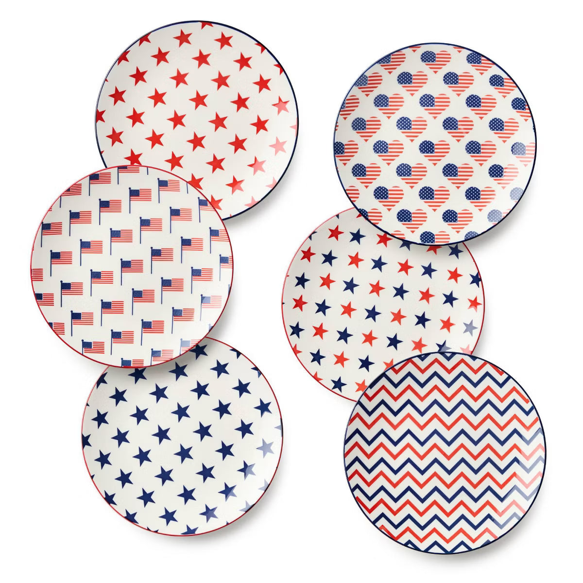 Salad Plate – Culinvaro Patriotic Pad Print Set of 6 Salad Plates