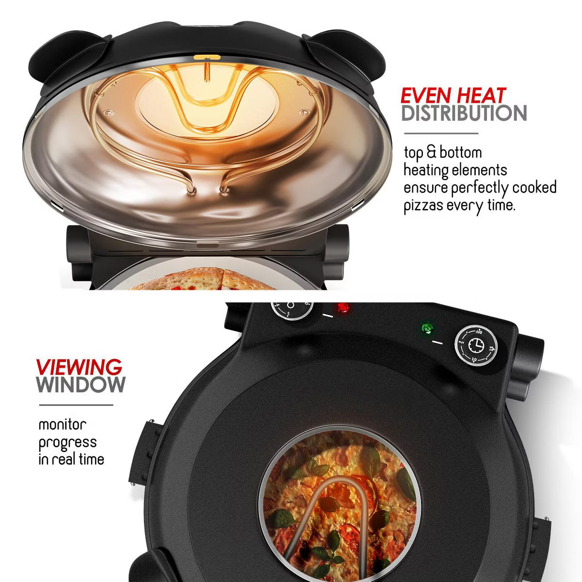 Pizza Oven – Electric Pizza Oven Indoor, 12 Inch Portable Stone Pizza Oven – Cream