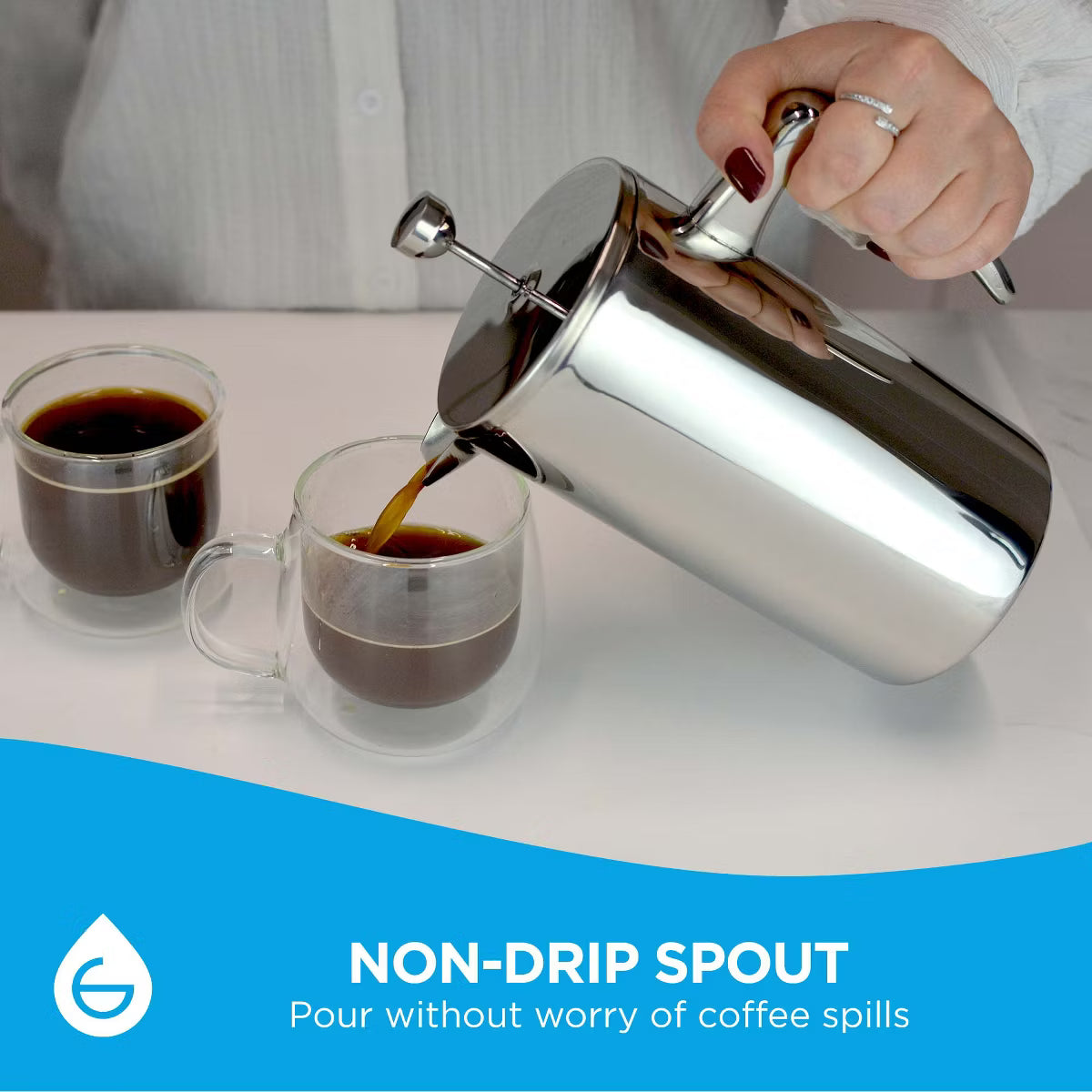 French Press – Culinvaro Stainless Steel Double Wall Insulated French Press, 34 fl oz. Capacity