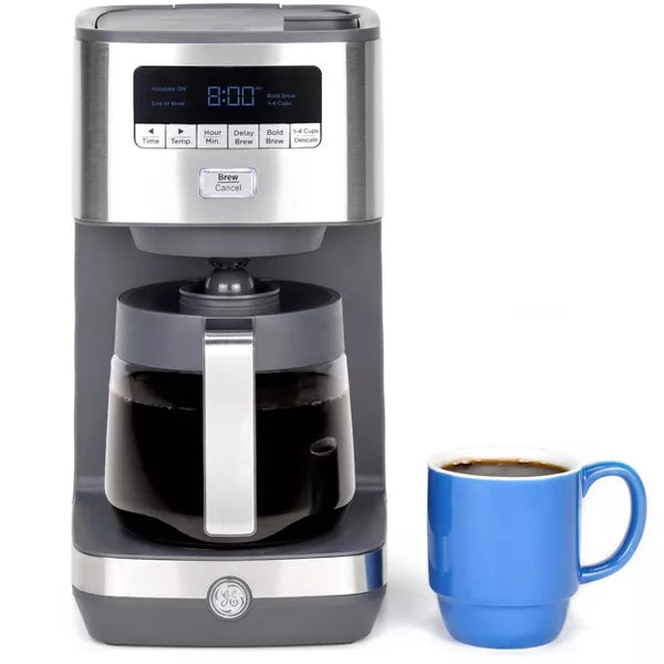 Drip Coffee Maker – 12 Cup Drip Coffee Maker with Adjustable Keep Warm Plate – Gray And Silver