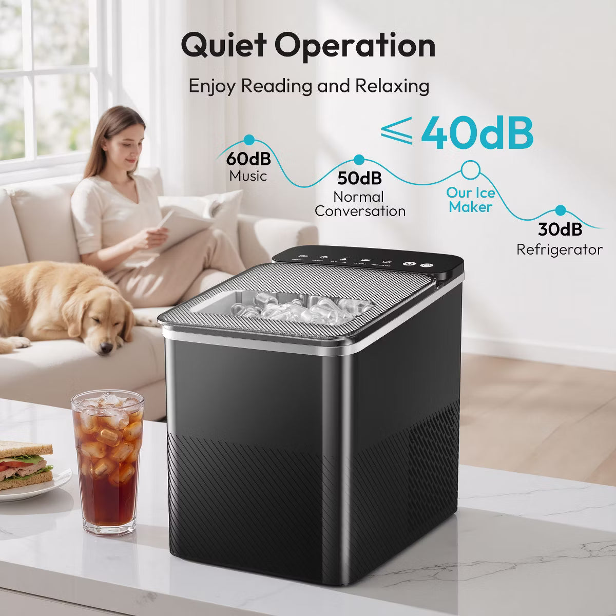 Ice Maker – Portable Bullet Ice Machine with Self Cleaning – Black