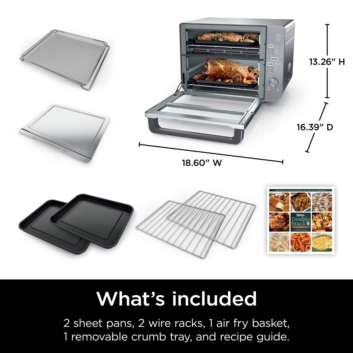 Toaster Oven – Double Stack XL Countertop Oven and Air Fryer – Silver