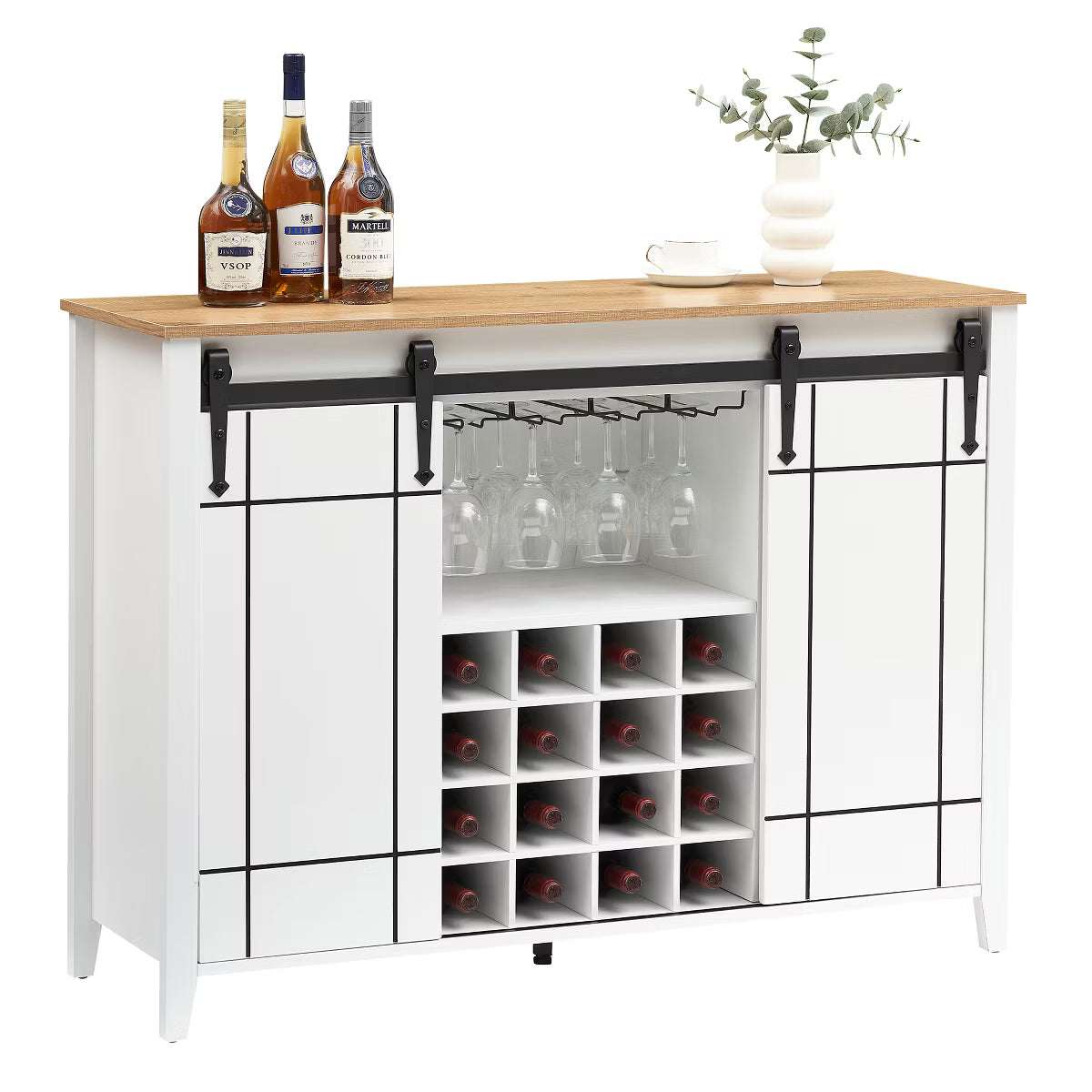 Bar Cabinet – Culinvaro Home 47 Inch Wine Bar Cabinet, Engineered Wood Coffee Bar Cabinet