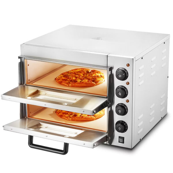 Pizza Oven – Electric Pizza Oven with Stone and Handle – Silver