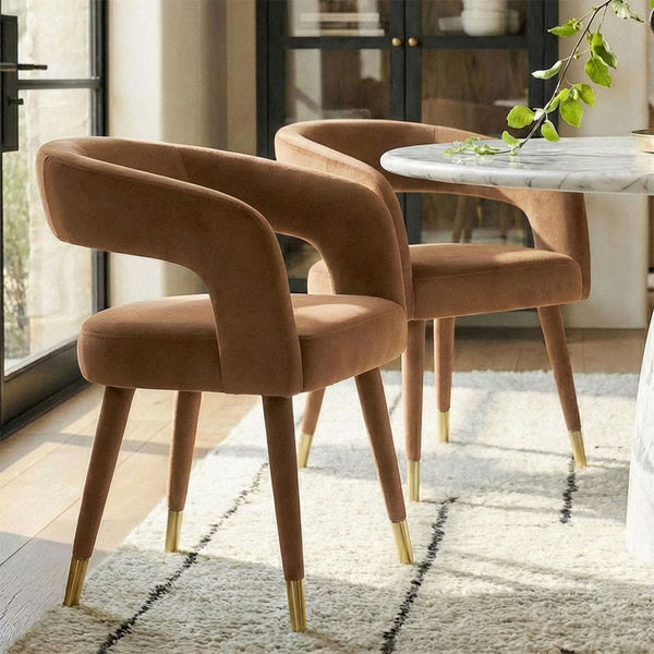 Set of 2 Modern Burgundy Velvet Accent Dining Chairs