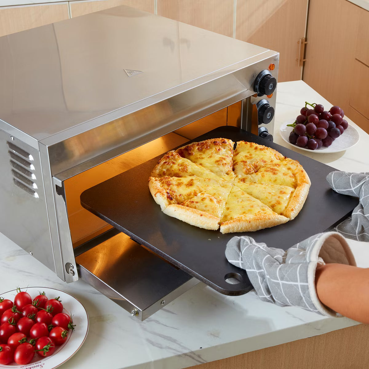 Pizza Stone – Pizza Steel, 16" x 14.5" x 1/4" Pizza Steel Plate for Oven – Silver