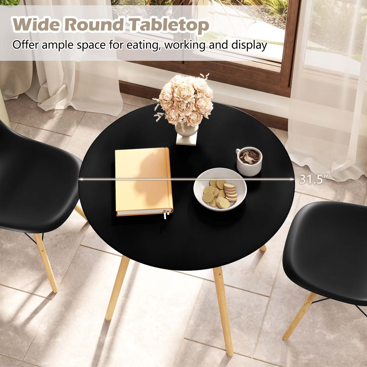 Dining Set – Culinvaro Dining Table Set Modern 5 PCS For 4 Round Dining Room Table Set with Solid Wood Leg