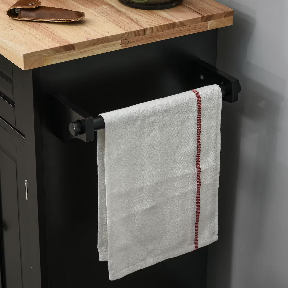 Kitchen Island on Wheels, Rolling Cart with Rubber Wood Top