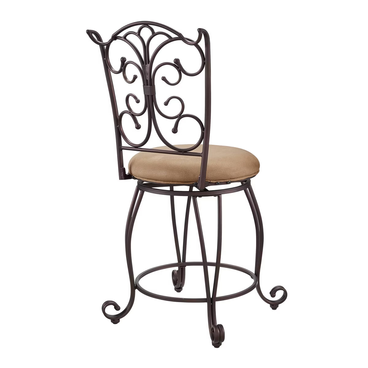 24" Genna Back Bar Faux Leather Swivel Seat Counter Height Barstool Brown