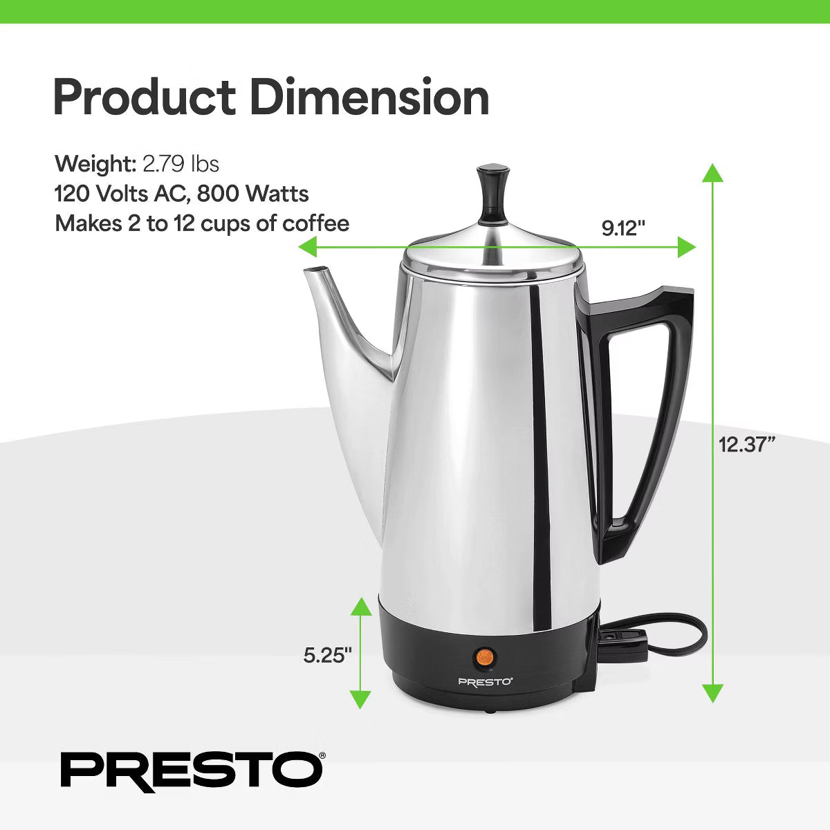 Coffee Maker – Culinvaro Stainless Steel Coffee Maker, 12 Cup Robust Percolator Coffee, Silver
