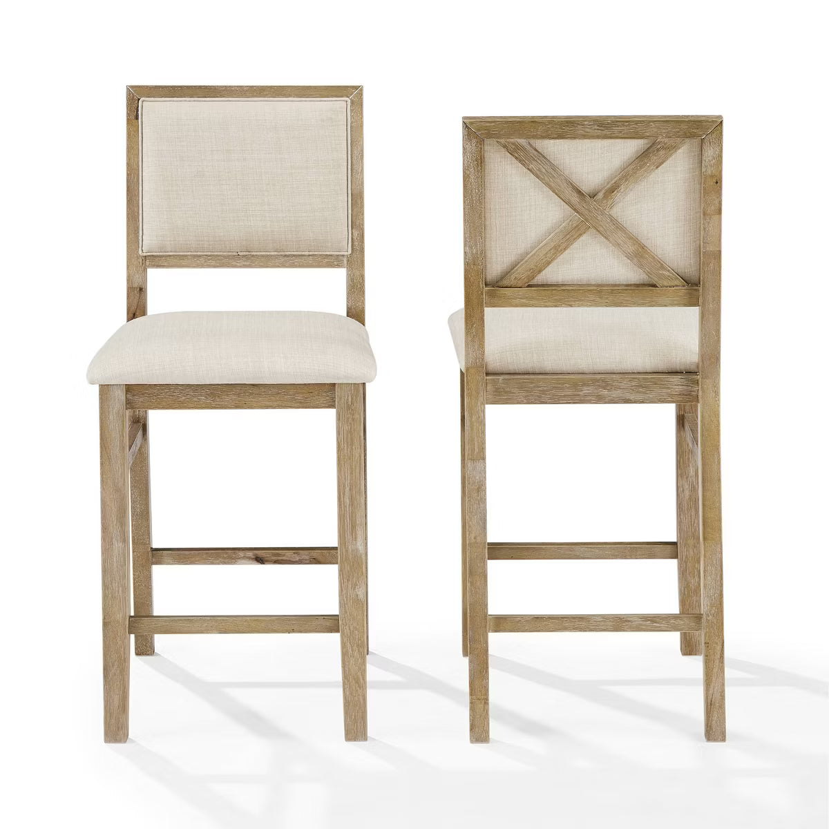 Joanna 2pc Upholstered Counter Height Barstool Set Rustic Brown/Crème