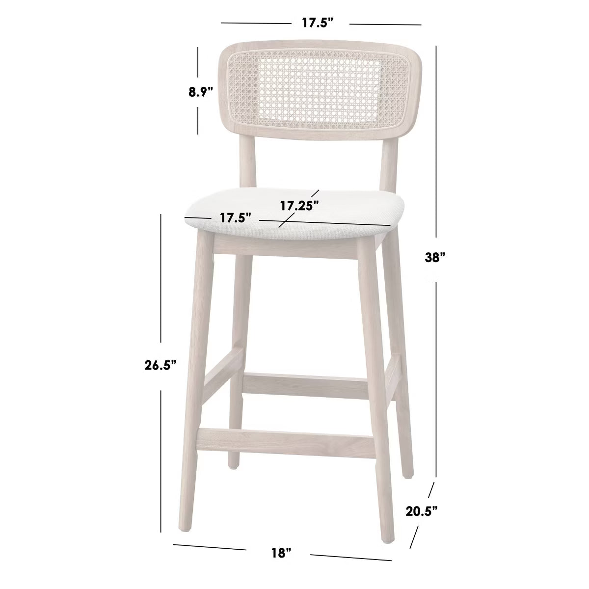 5pc Newington Cane Counter Height Dining Set Light Oak