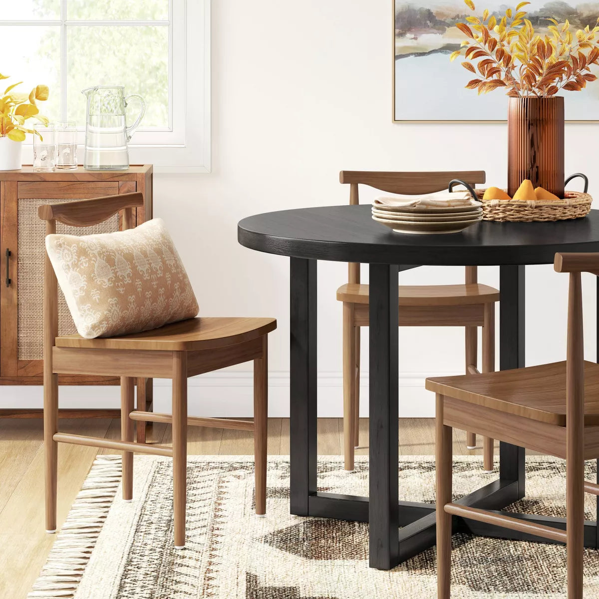 Dining Table – Culinvaro Keener All Wood Round Dining Table Black
