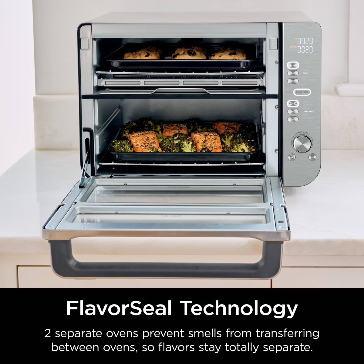 Toaster Oven – Double Stack XL Countertop Oven and Air Fryer – Silver