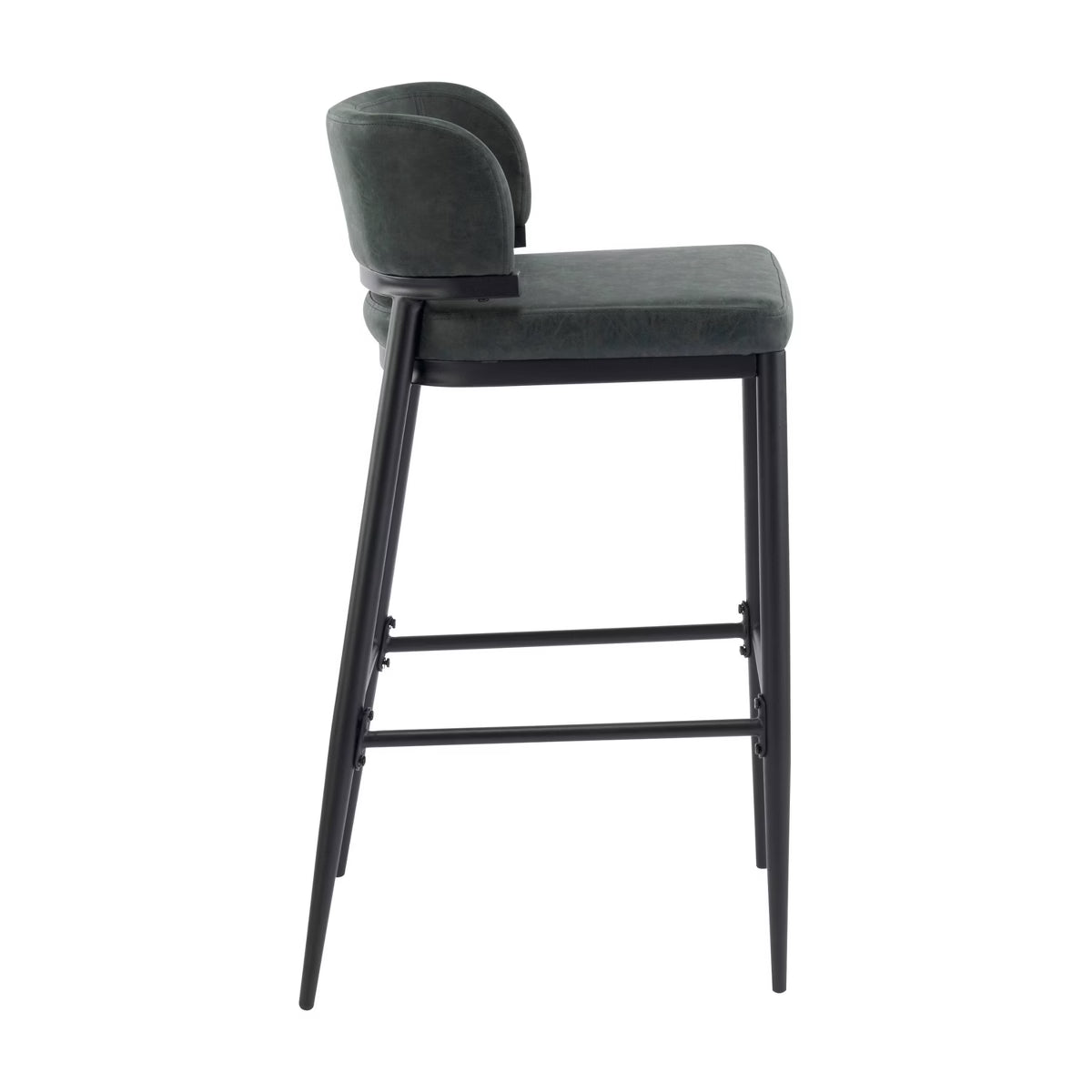 Set of 2 Arya Industrial Metal and Leather Aire Counter Height Barstools Dark Green