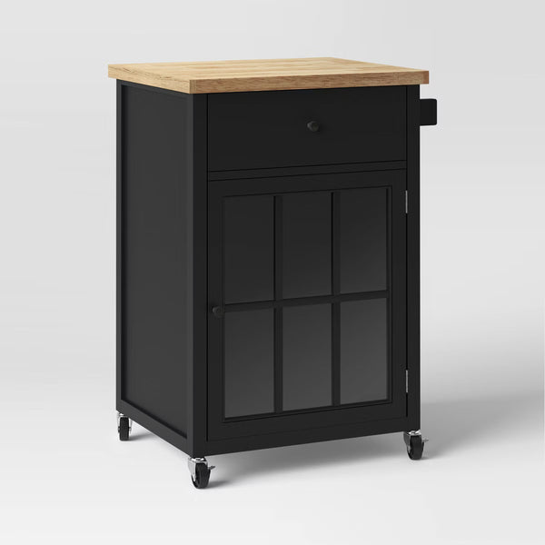 Kitchen Cart – Culinvaro Windham Wood Top Kitchen Cart - Black