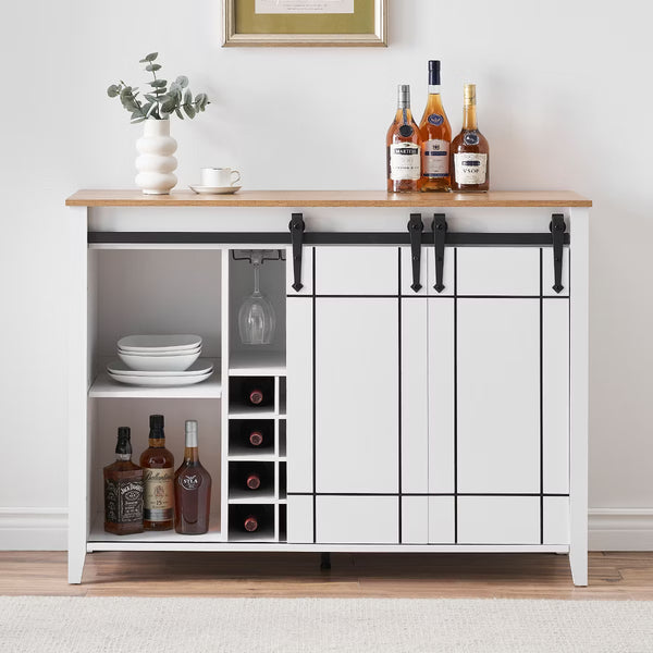 Bar Cabinet – Culinvaro Home 47 Inch Wine Bar Cabinet, Engineered Wood Coffee Bar Cabinet