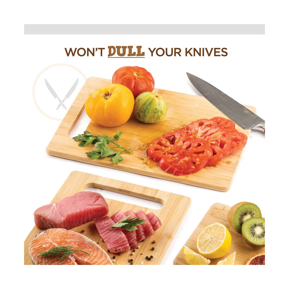 Cutting Board – Culinvaro Cutting Board Set, 3-Piece Wooden Chopping & Serving Tray for Food Prep