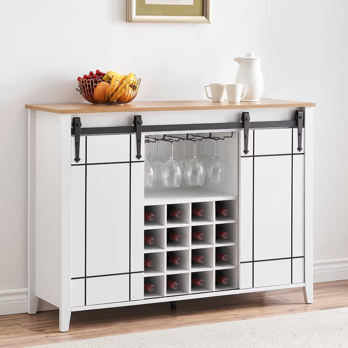 Bar Cabinet – Culinvaro Home 47 Inch Wine Bar Cabinet, Engineered Wood Coffee Bar Cabinet