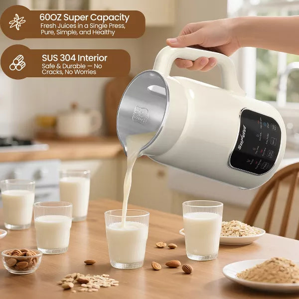 Soy Milk Maker – 8 in 1 Nut Milk Maker Mac8 in 1 Nut Milk Maker Machine: 60oz Soy Milk – White