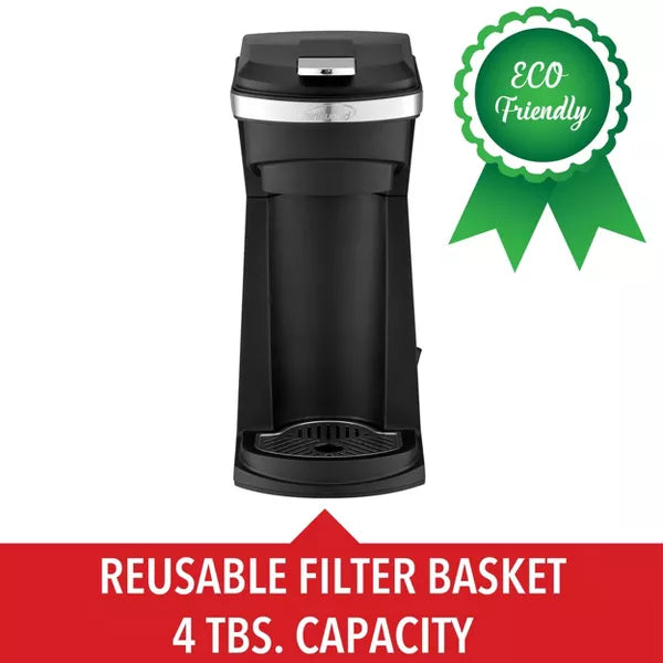 Single-Serve Coffee Maker – Cup Single Serve Coffee Maker with Reusable Filter Basket – Black