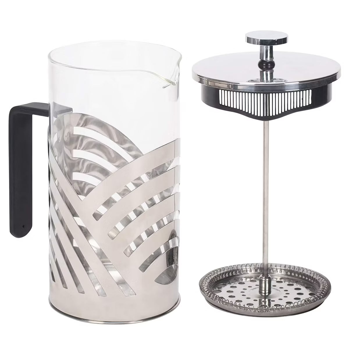 French Press – Culinvaro Chrome 1 Liter Large Glass and Stainless Steel French Press Coffee and Loose Leaf Tea Maker