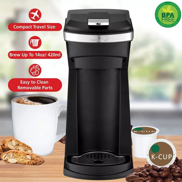 Single-Serve Coffee Maker – 800-Watt Single-Serve Coffee Maker with Reusable Filter Basket for K – Black