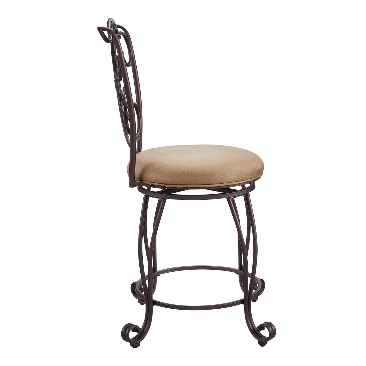 24" Genna Back Bar Faux Leather Swivel Seat Counter Height Barstool Brown