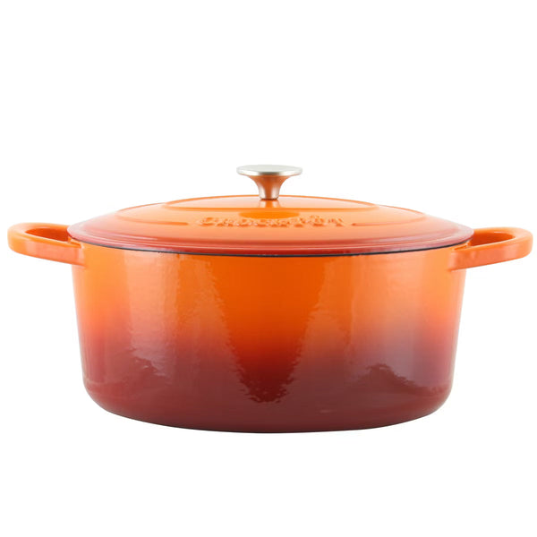 Dutch Oven – 7 Quart Enameled Cast Iron Oval Dutch Oven in Sunset – Orange