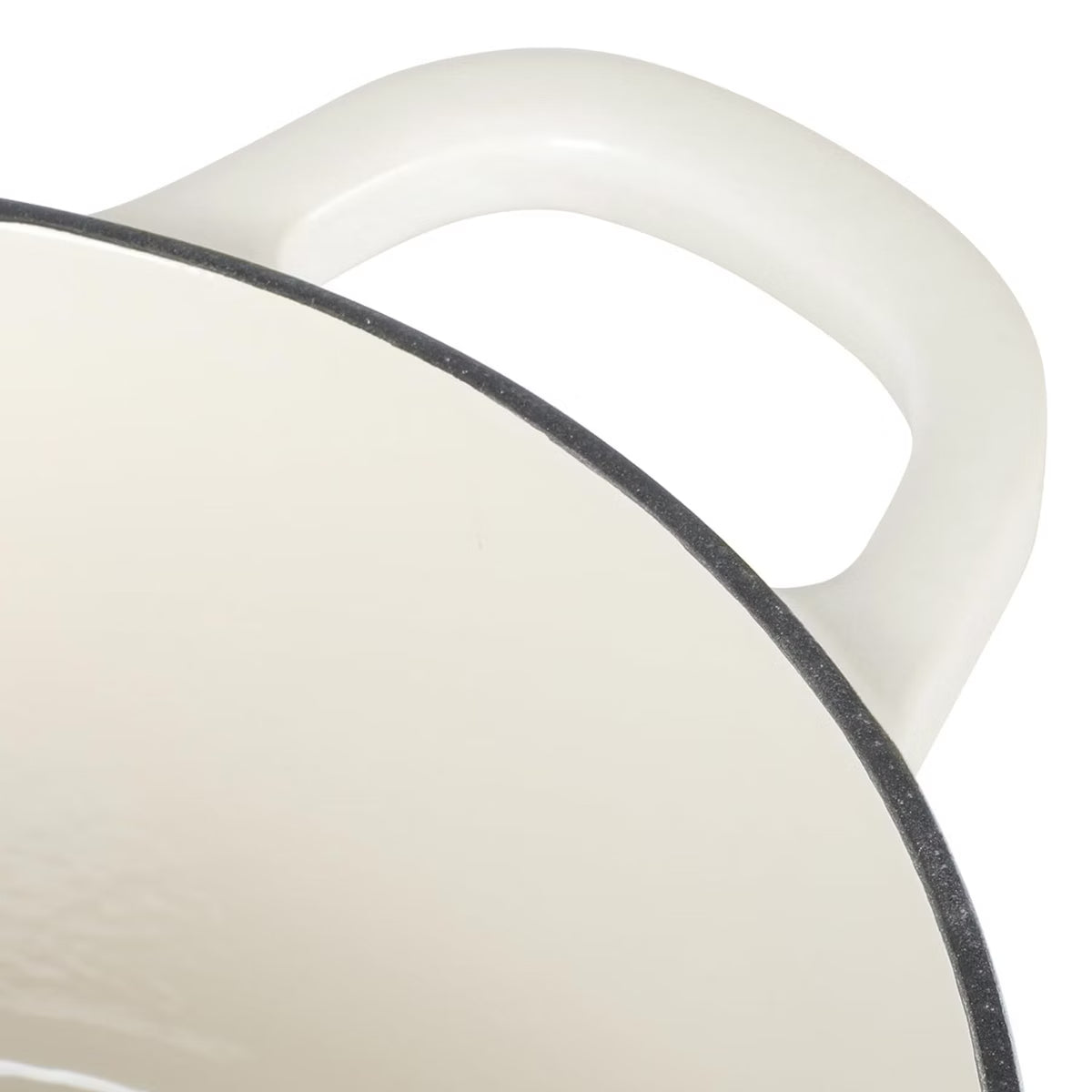 Dutch Oven – 7 Quart Oval Enameled Cast Iron Dutch Oven in Linen with Handle – White