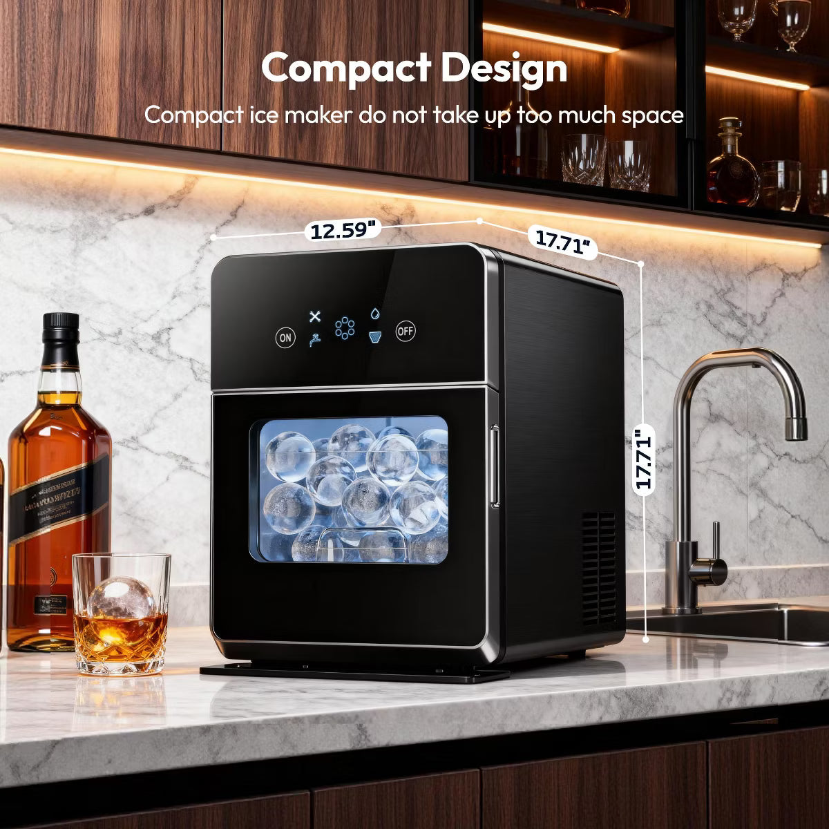 Ice Maker – Ice Ball Maker Countertop, 4 pcs in 38 Mins – Clear