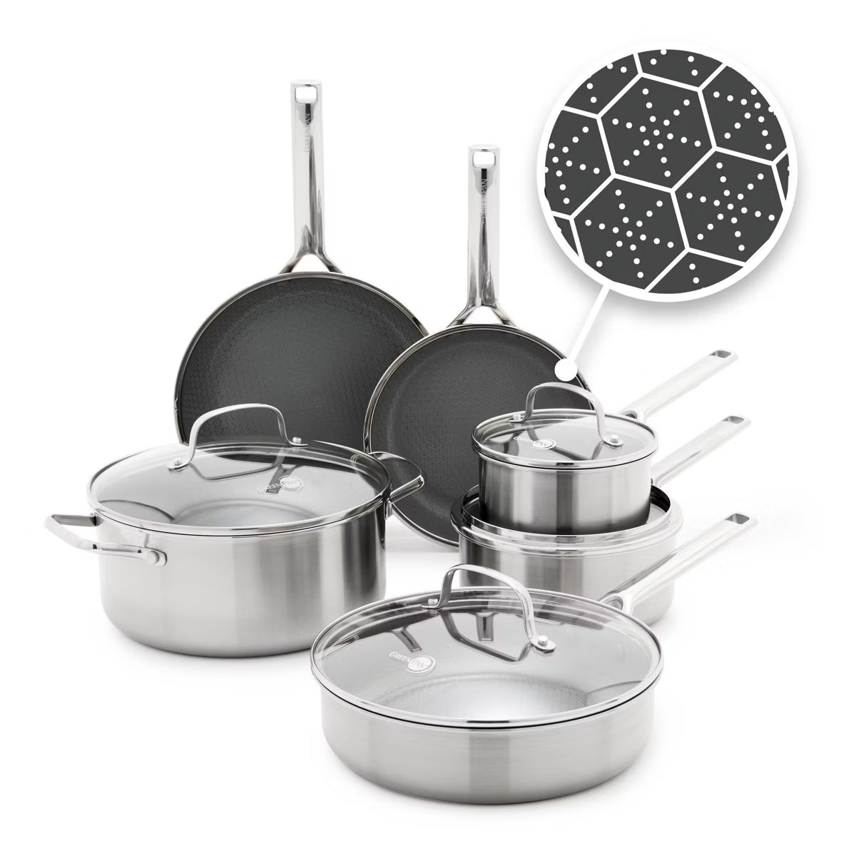 Cookware Set – 10pc Hybrid and Ceramic Nonstick Cookware Set – Geometric