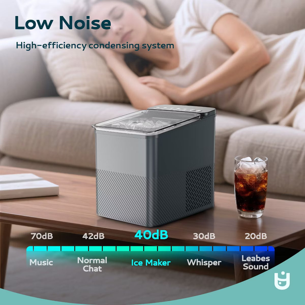 Ice Maker – Portable Bullet Ice Machine with Self Cleaning – Gray