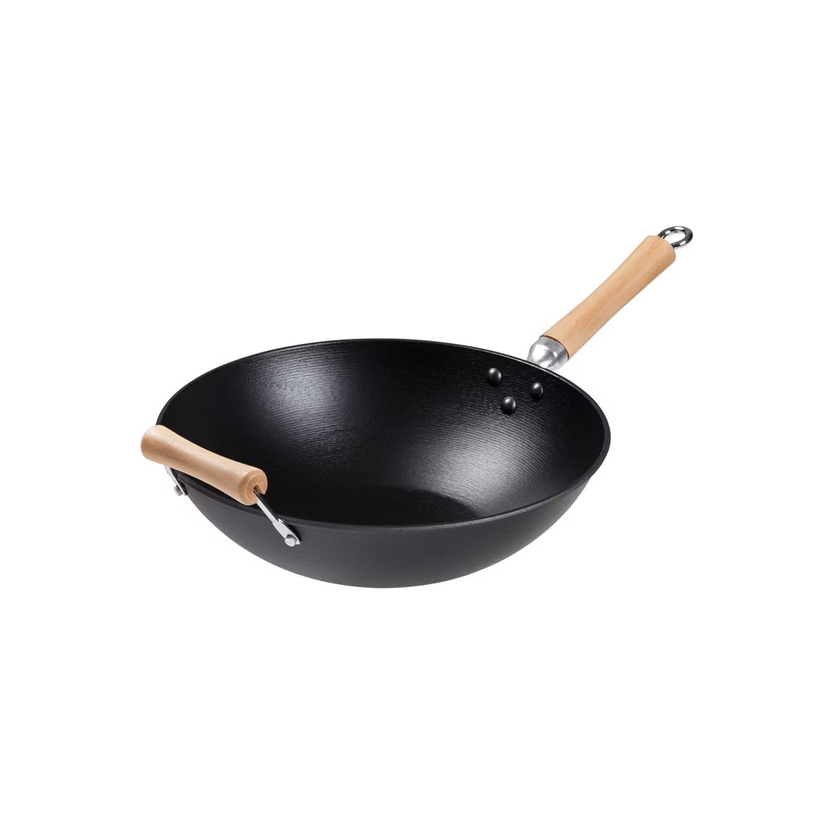 Wok – 14-Inch Preseasoned Cast Iron Flat Bottom Wok – Black