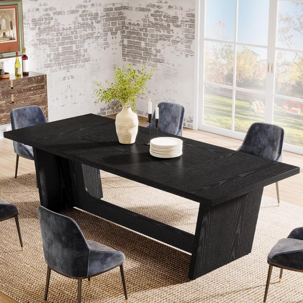 Dining Table – Culinvaro 70.9-Inch Wood Dining Room Table, Rectangular Farmhouse Dining Table