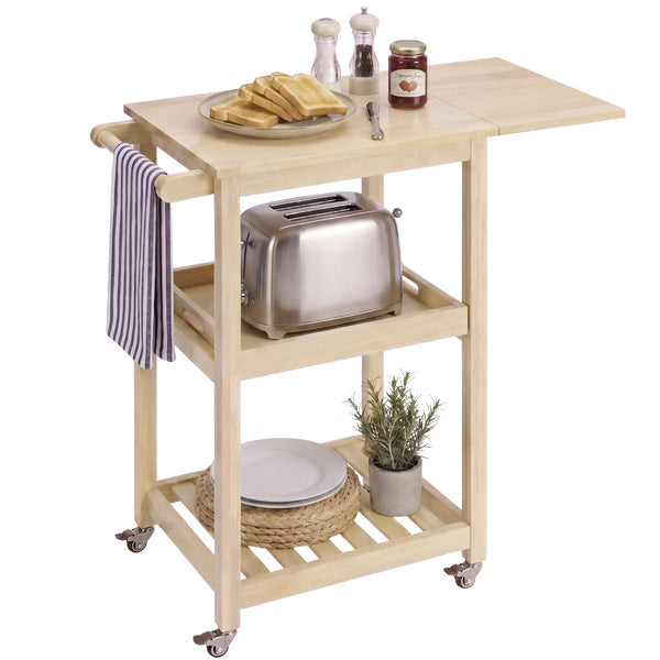 Kitchen Island – Culinvaro Rolling Kitchen Island Cart w/ Drop Leaf Extension