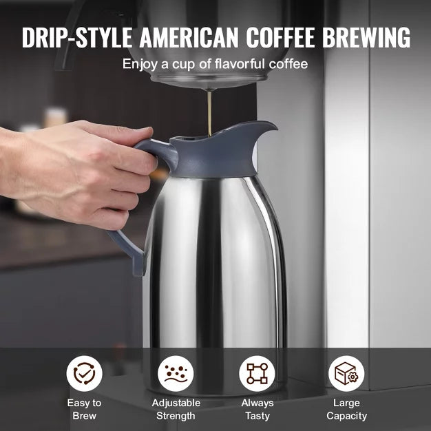 Drip Coffee Maker – 12 Cups Commercial Drip Coffee Maker – Silver