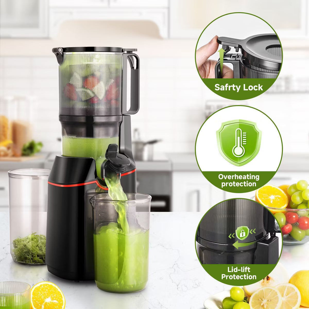 Juicer – 160W Pure Motor, Reverse Function – Black
