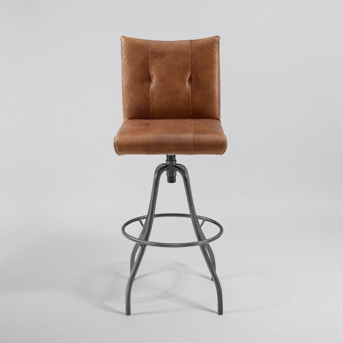 Genuine Leather Industrial-style and Mid-century Modern Counter Height Barstool