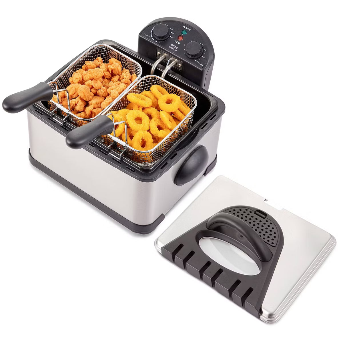 Deep Fryer – 4.5qt Electric Deep Fryer with Dual Baskets – Silver
