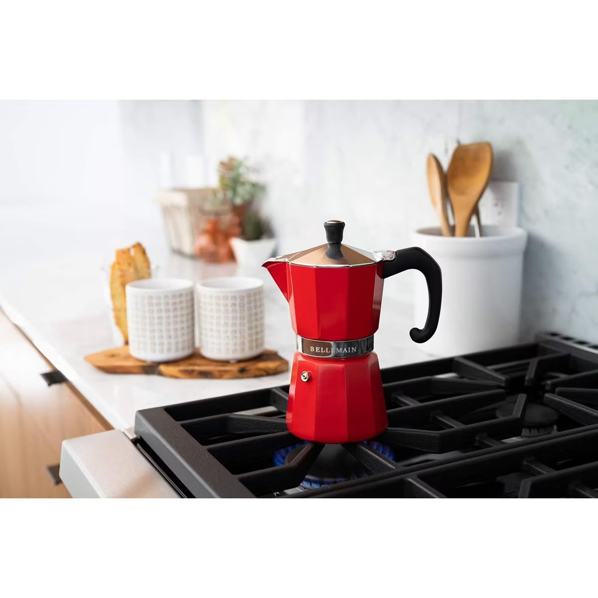Espresso Maker – Culinvaro 3-Cup Stovetop Espresso Maker – Classic Red Moka Pot for Rich & Authentic Coffee