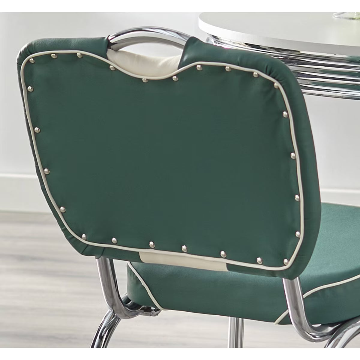 Set of 2 Raleigh Retro Faux Leather Dining Chairs White/Red: Faux Leather